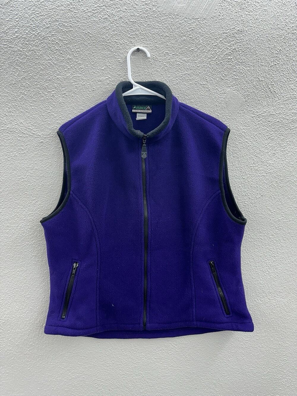 Avalanche Performance Womens Vest Size Large Purple Fleece Zip Up Sleeveless VTG